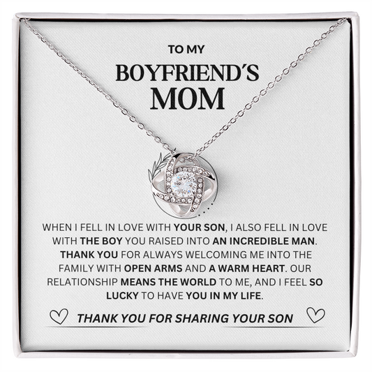 To My Boyfriend's Mom - "Thank you for Sharing Your Son"Loveknot Necklace