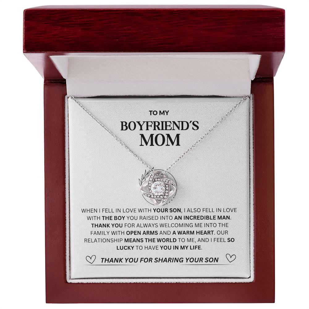 Boyfriend's Mom Love Knot Necklace - Luxury Mahogany Box