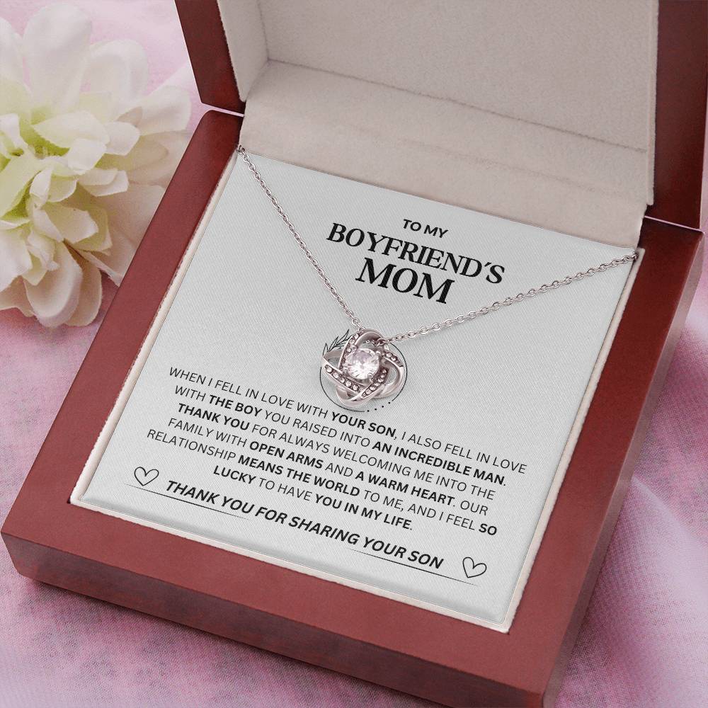 Boyfriend's Mom Love Knot Necklace - Luxury Mahogany Box