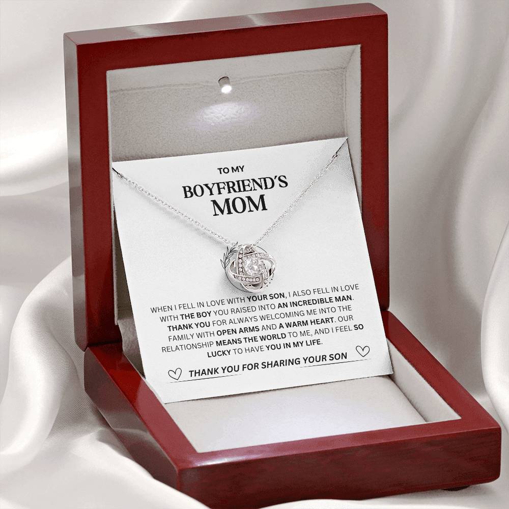 Boyfriend's Mom Love Knot Necklace - Luxury Mahogany Box