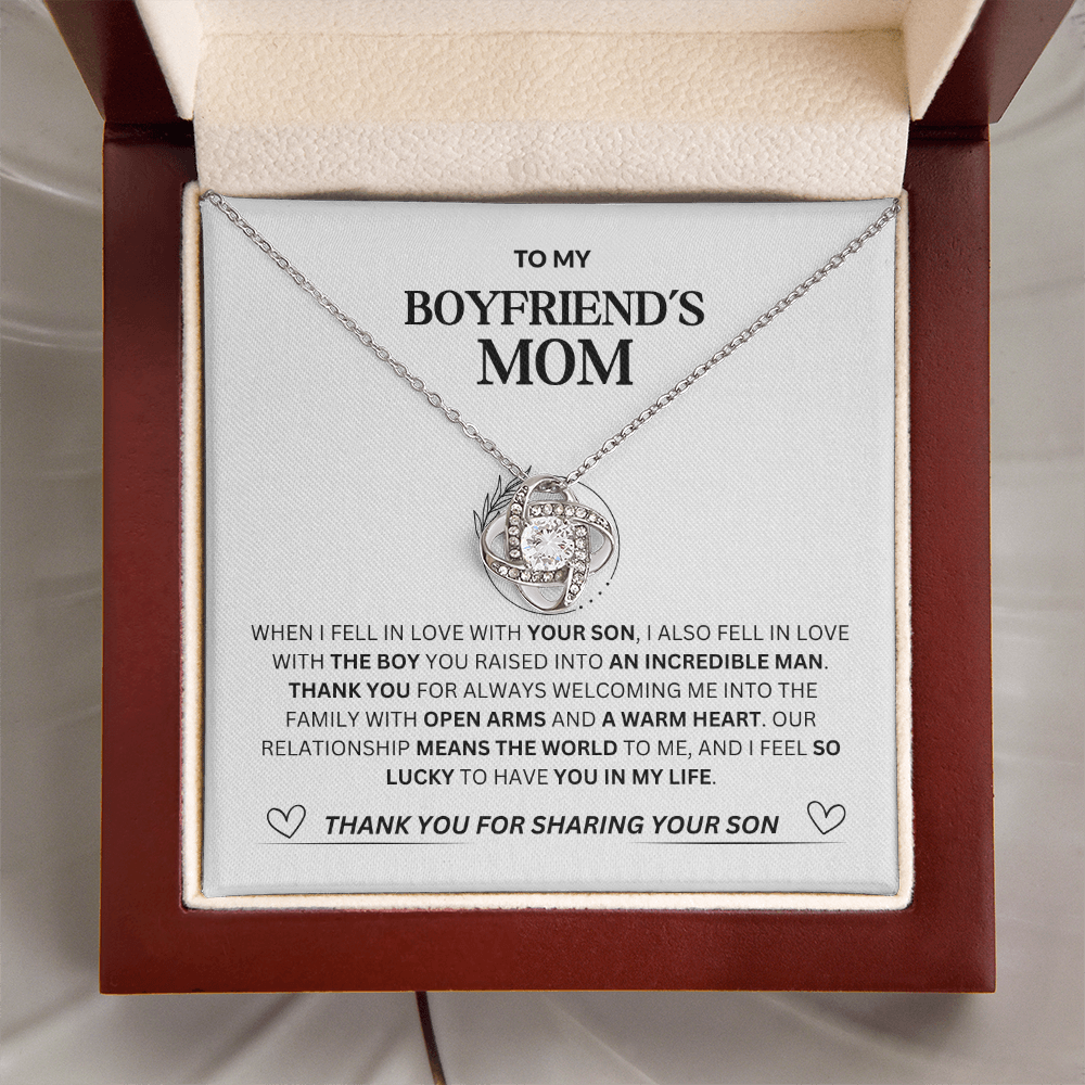 Boyfriend's Mom Love Knot Necklace - Luxury Mahogany Box