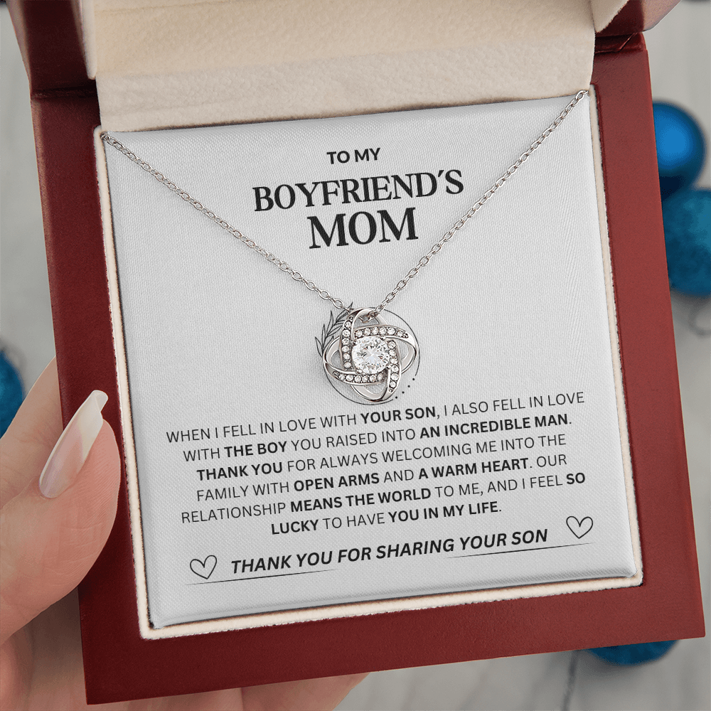 Boyfriend's Mom Love Knot Necklace - Luxury Mahogany Box