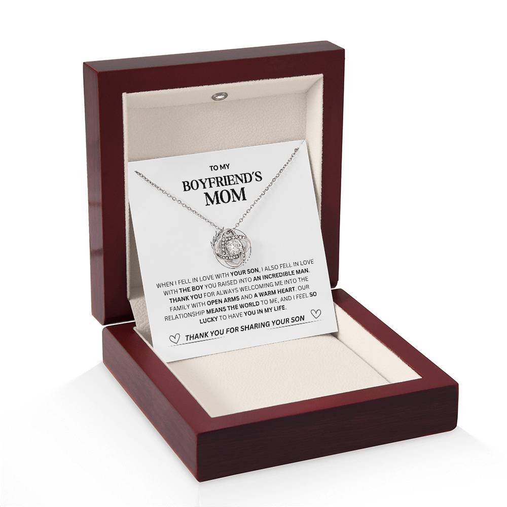Boyfriend's Mom Love Knot Necklace - Luxury Mahogany Box