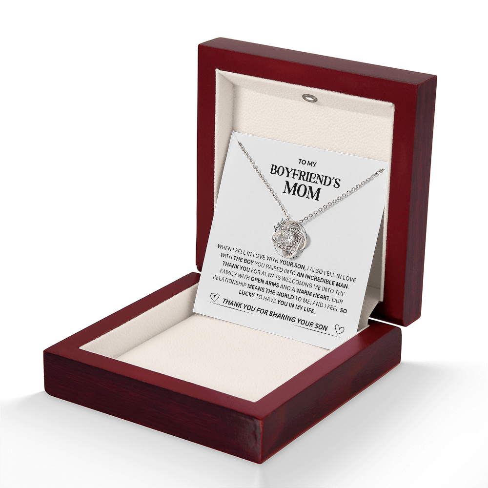 Boyfriend's Mom Love Knot Necklace - Luxury Mahogany Box