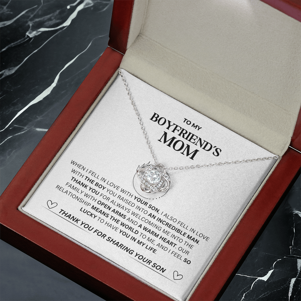 Boyfriend's Mom Love Knot Necklace - Luxury Mahogany Box